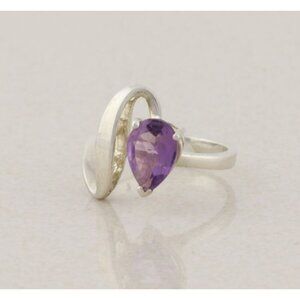 Sterling Silver Natural Purple Amethyst Ring Size 7 1/2